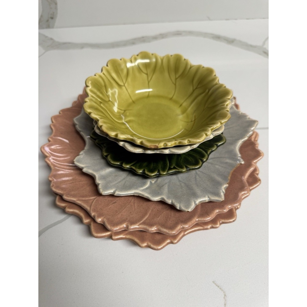 6 STEUBENVILLE‎ Woodfield Snack Dinner Bowl Plates Leaf Mixed Colors